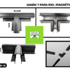Unión T para riel magnética