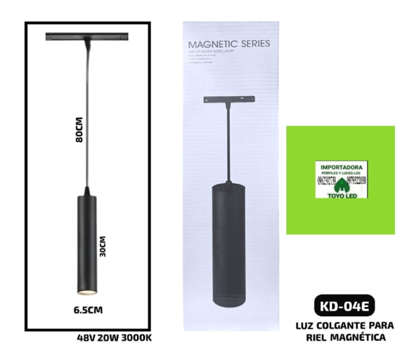 Luz colgante para riel magnética