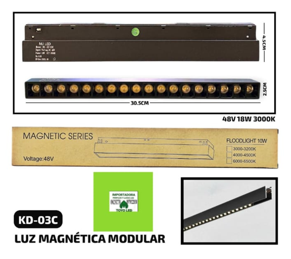 Luz magnética modular para riel magnética