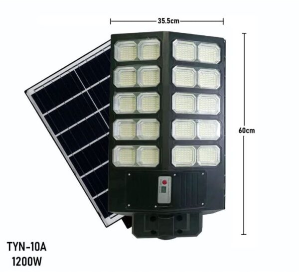 Reflector Solar LED Suburbano TYN-10A 1200W con Panel Independiente y 12 Módulos LED