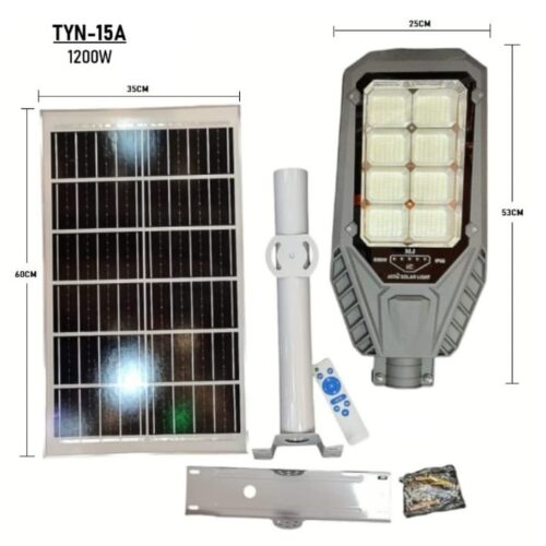 Reflector Solar LED Suburbano TYN-15A 1200W con Panel Independiente y Kit de Instalación